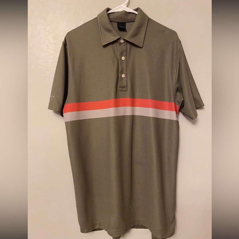 ⭐️Dunning golf gray striped polo shirt size large